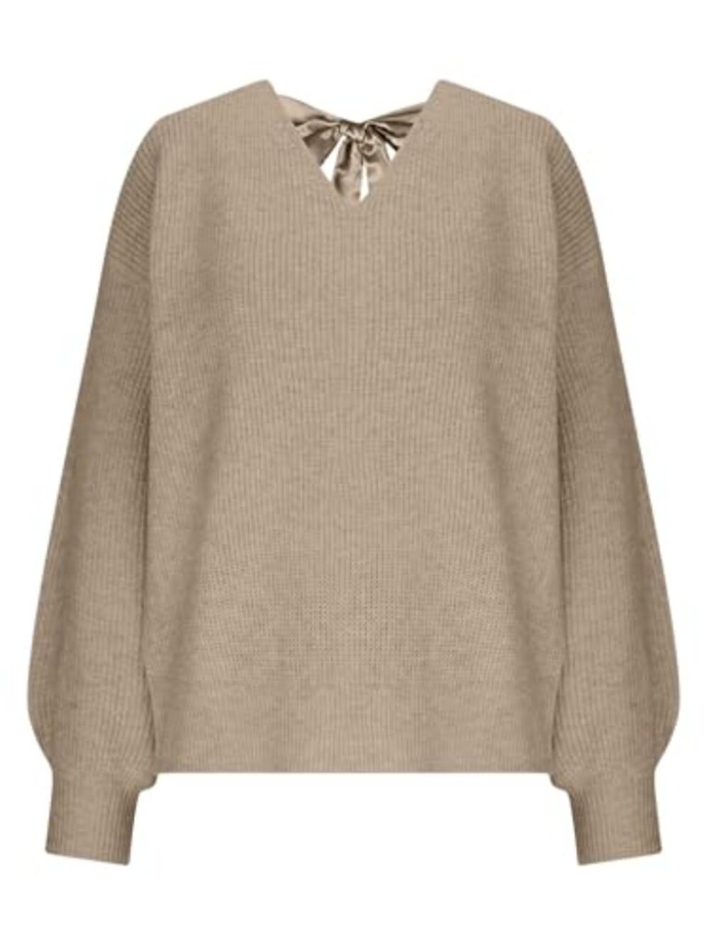 🆕 Women's Bow Fall Sweaters Cable Knit Chunky Oversized Long Sleeve Backless